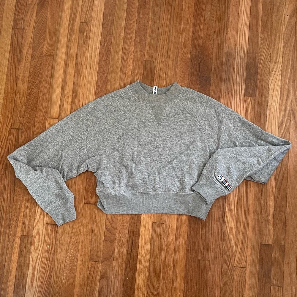 Cropped mock neck sweatshirt